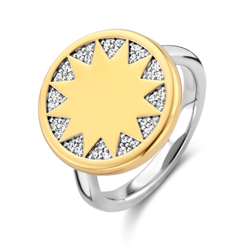 Ti Sento Cubic Zirconia Sun Disc Ring