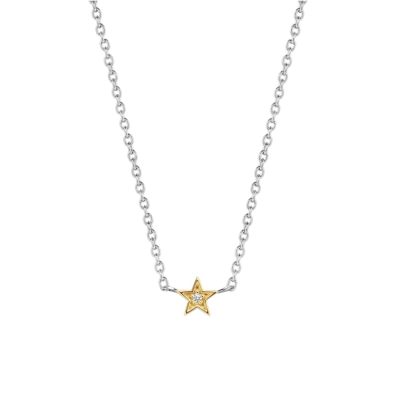 Ti Sento Cubic Zirconia Yellow Gold Plated Star Necklace