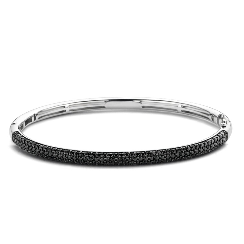 Ti Sento Pav Black Zirconia Bangle