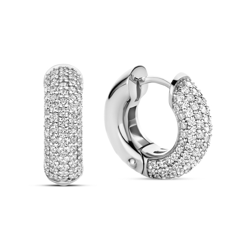 Ti Sento Pav Cubic Zirconia Hoop Earrings