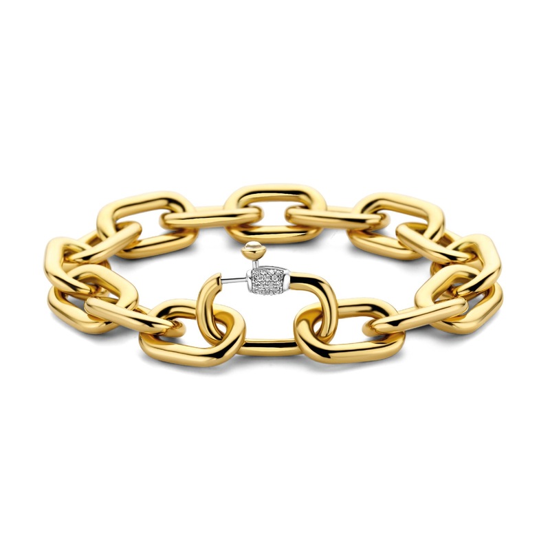 Ti Sento Yellow Gold Plated Cubic Zirconia Oval Linked Bracelet