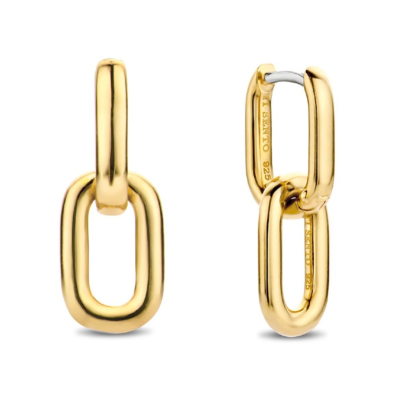 Ti Sento Yellow Gold Plated Oval Link Earrings