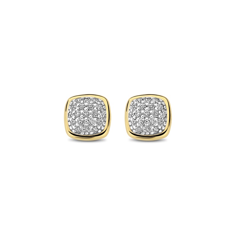 Ti Sento Yellow Gold Plated Pav Cubic Zirconia Stud Earrings 7990ZY