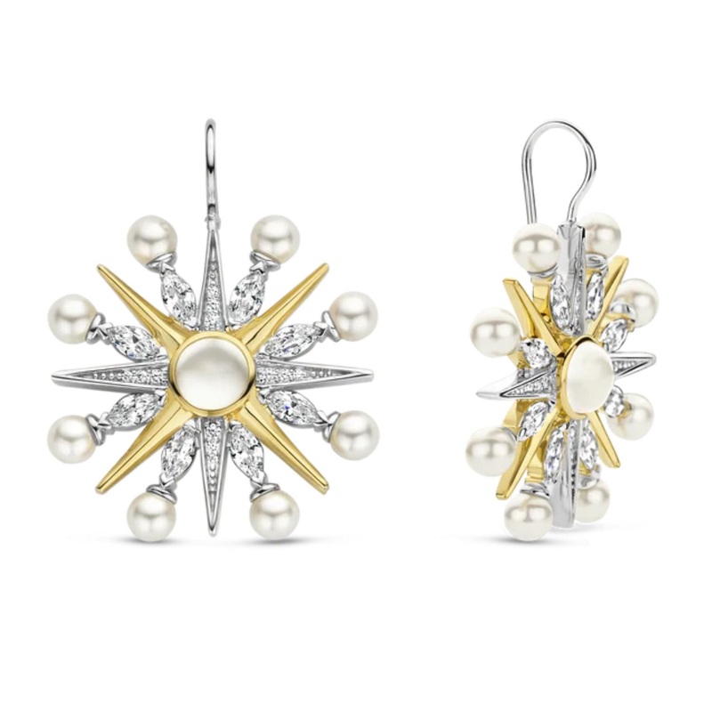 Ti Sento Yellow Gold Plated Starburst Drop Earrings 7931YP