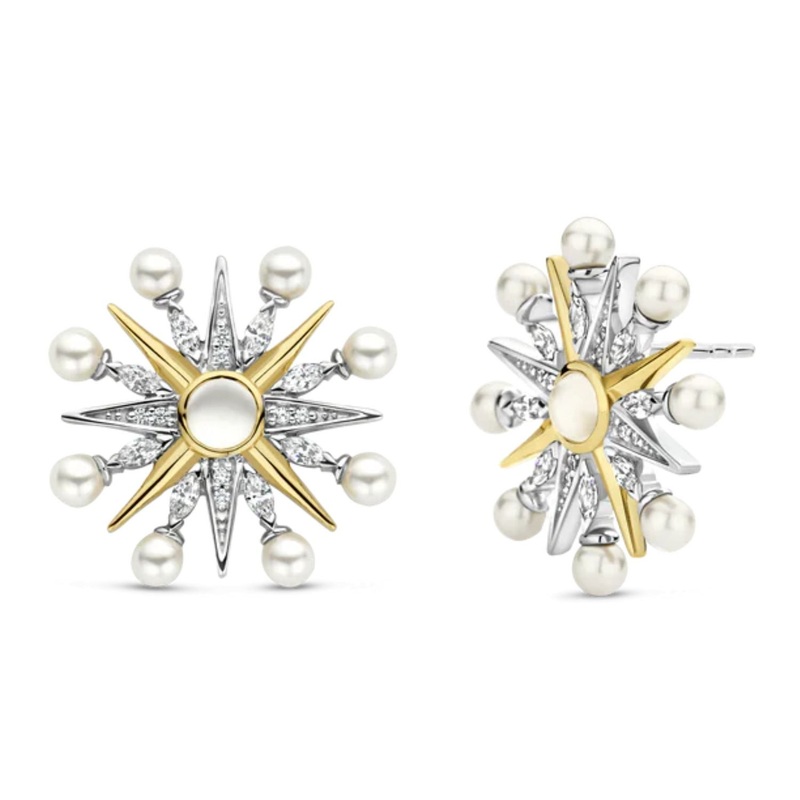 Ti Sento Yellow Gold Plated Starburst Stud Earrings 7930YP
