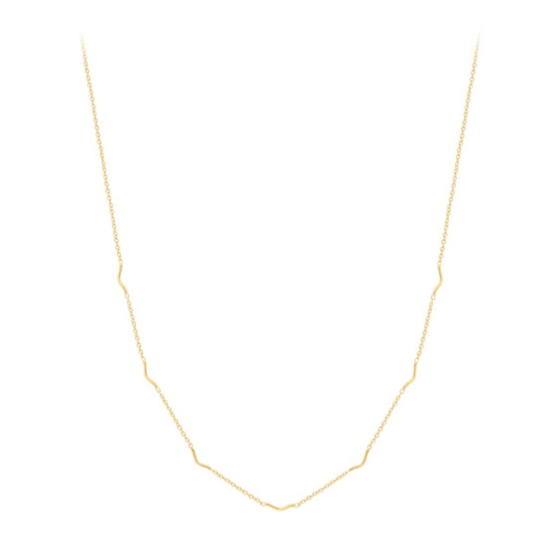 Wavy Chain Link 9ct Yellow Gold Necklace