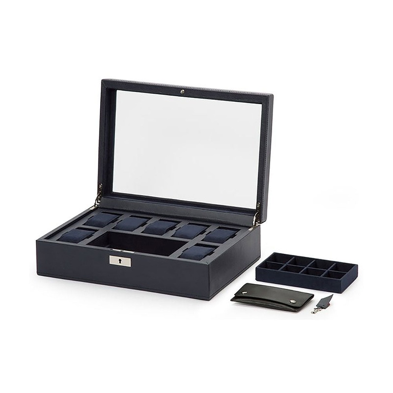 Wolf Watch Box Howard Navy Blue
