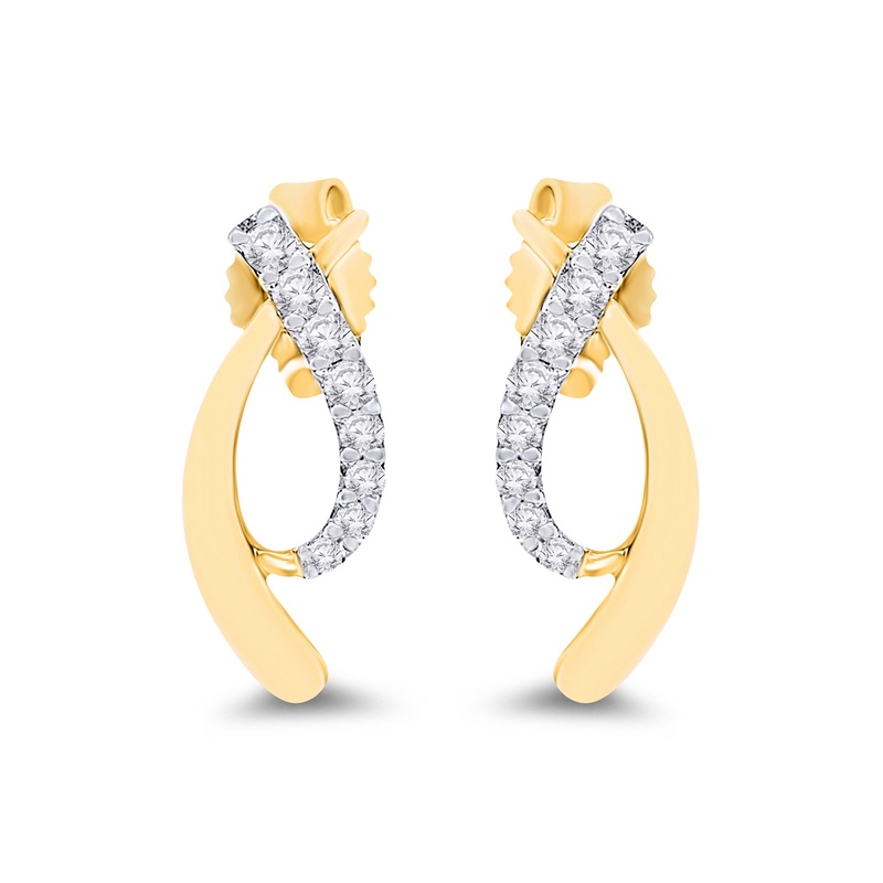 9ct Yellow Gold Curved Diamond Studs