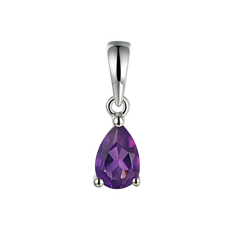 Amethyst Pear Shape 9ct White Gold Pendant