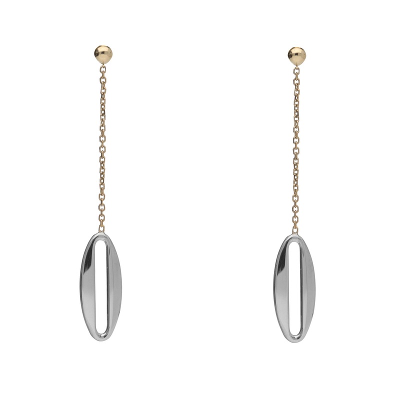 Chain Drop 9ct Yellow and White Gold Earrings