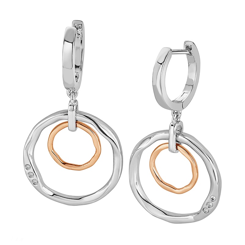 Clogau Ripples Double Hoop White Topaz Creole Earrings 3SRPP0214