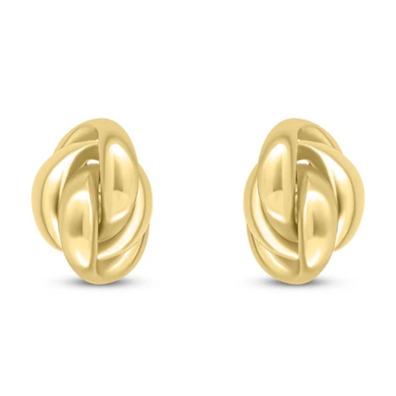 Fancy Oval 9ct Yellow Gold Knot Stud Earrings