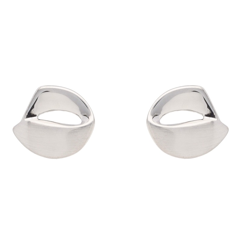 Ribbon Style 9ct White Gold Stud Earrings