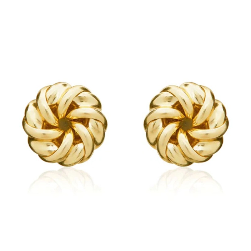 Ribbon Swirl 18ct Yellow Gold Small Knot Stud Earrings