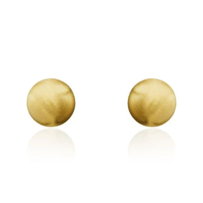 Satin 9ct Yellow Gold Ball Stud Earrings