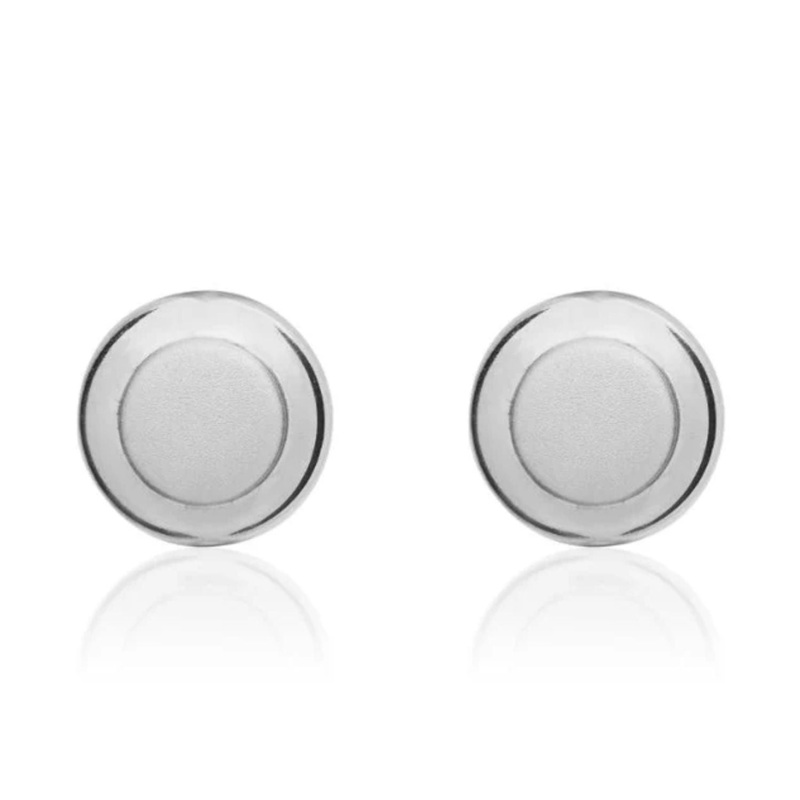 Satin Centre 9ct White Gold Stud Earrings