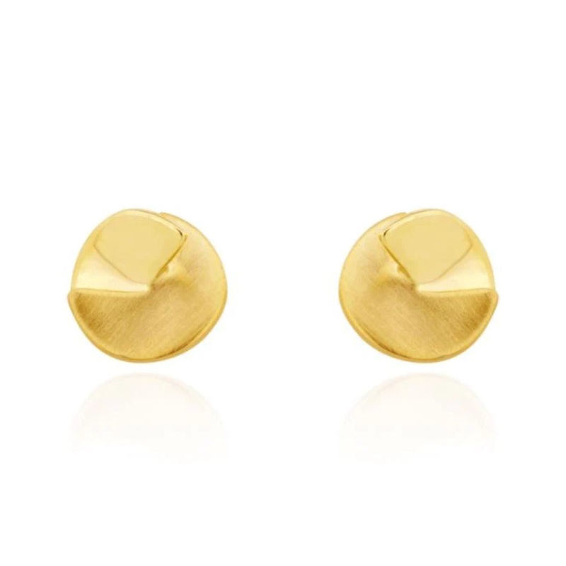 Split Circle 9ct Yellow Gold Stud Earrings