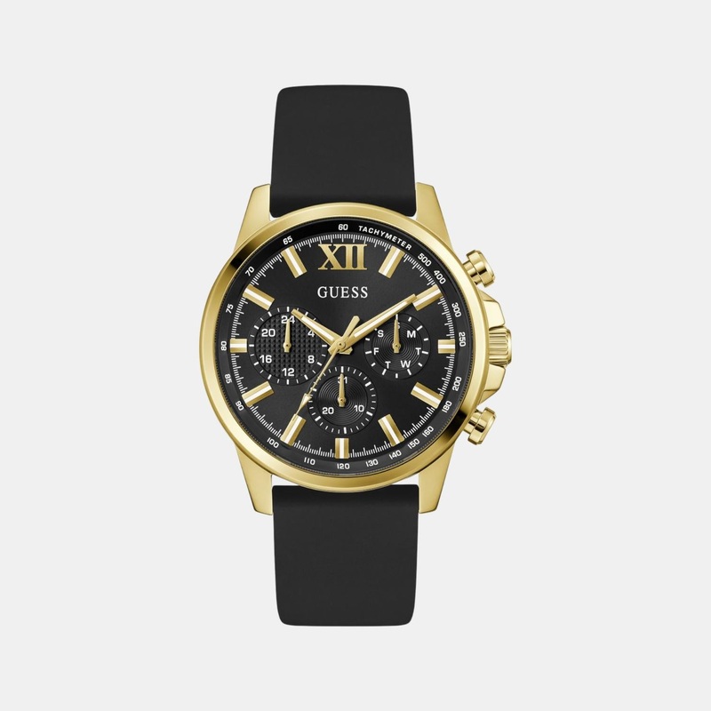 Men Quartz Black Dial Chronograph Silicone Watch GW0913G2
