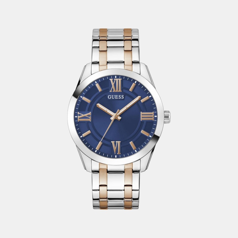 Men Quartz Blue Dial Analog Stainless Steel Watch GW0893G2