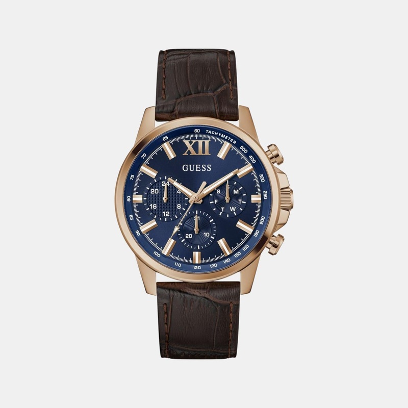 Men Quartz Blue Dial Chronograph Leather Watch GW0901G3