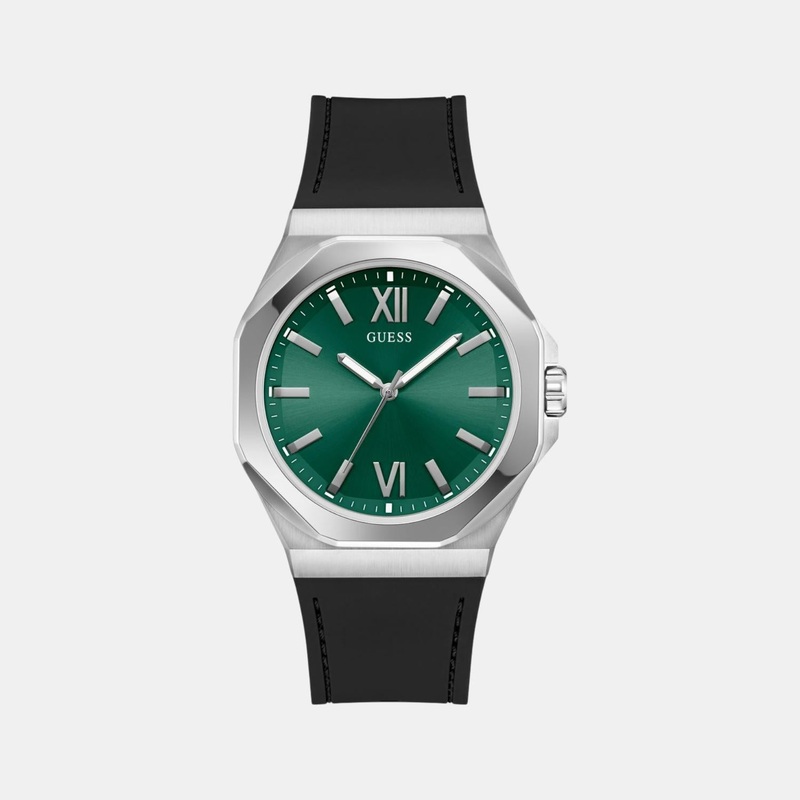 Men Quartz Green Dial Analog Silicone Watch GW0850G1