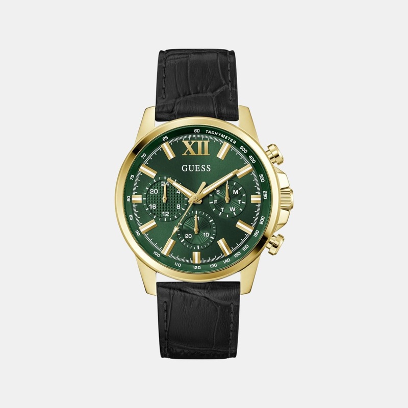 Men Quartz Green Dial Chronograph Leather Watch GW0901G4