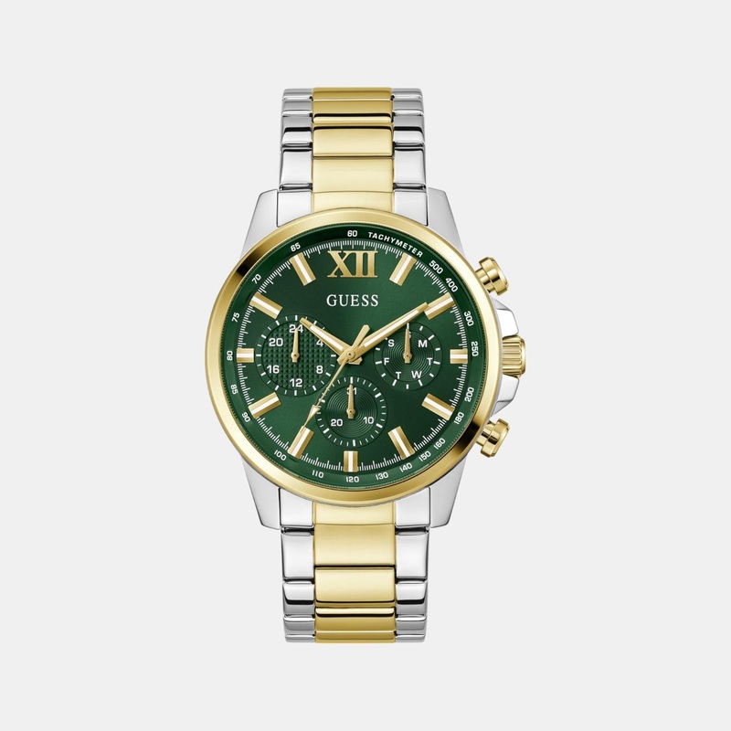 Men Quartz Green Dial Chronograph Stainless Steel Watch GW0900G5