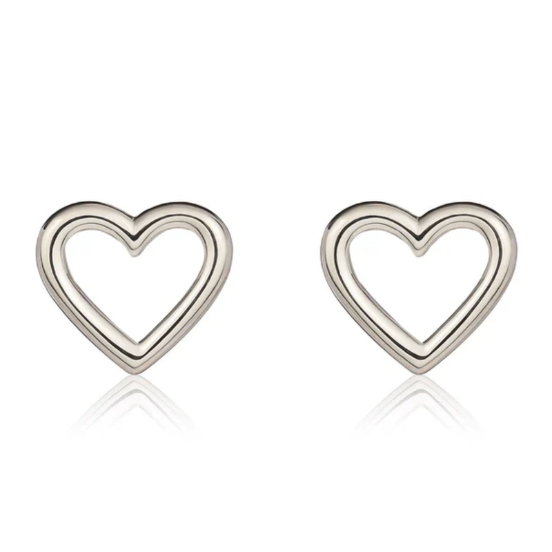 Open Heart 9ct White Gold Stud Earrings