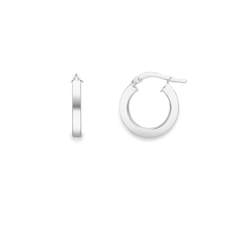 Square Tube 9ct White Gold 10mm Hoop Earrings
