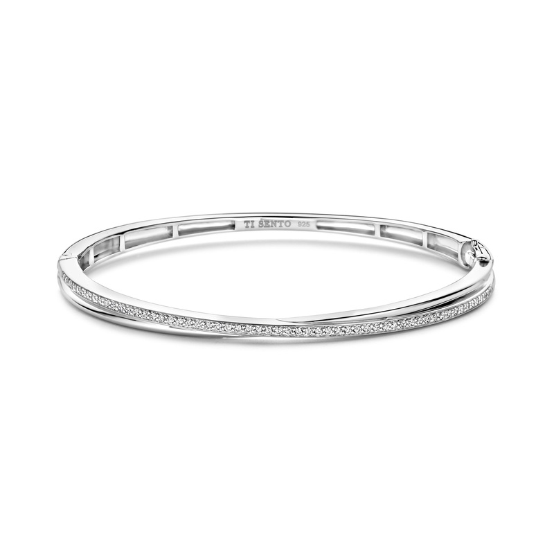 Ti Sento Cubic Zirconia Crossover Bangle 23045ZI