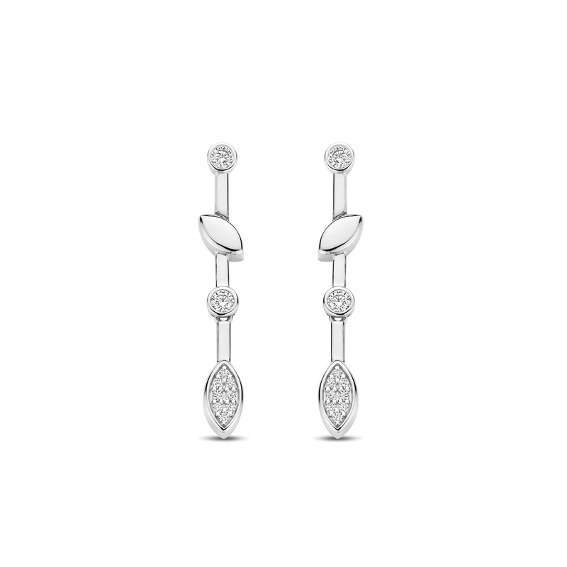 Ti Sento Cubic Zirconia Leaf Drop Earrings 7988ZI