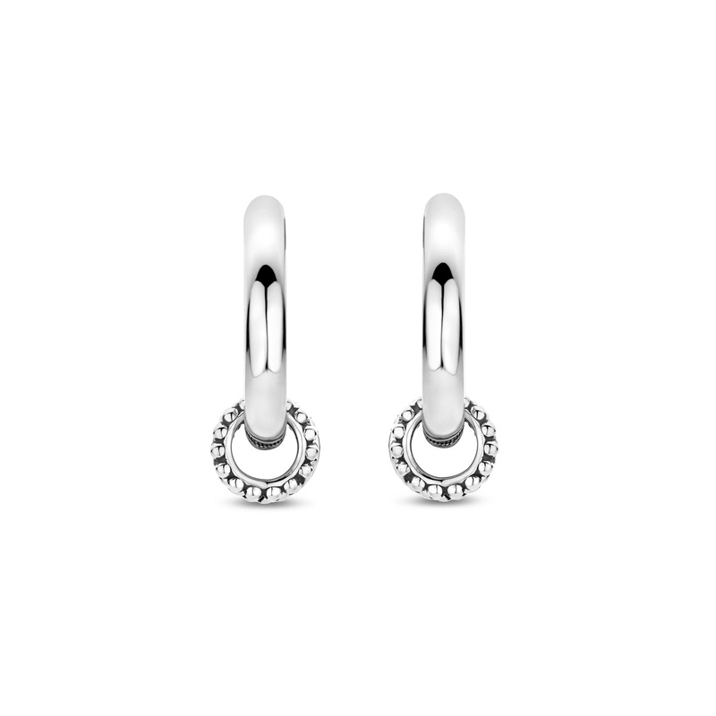 Ti Sento Cubic Zirconia Textured Triple Ring Hoop Earrings 7981ZI