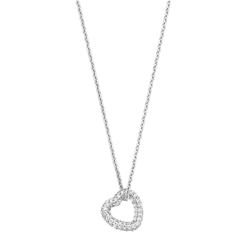 Ti Sento Pav Cubic Zirconia Heart Necklace