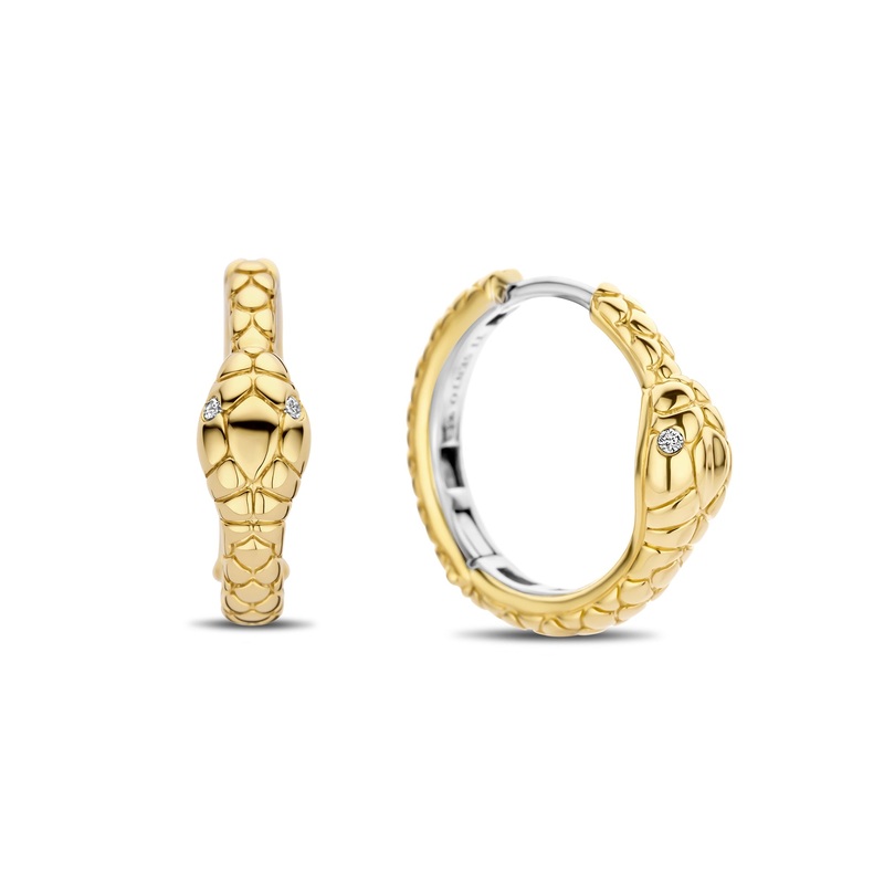 Ti Sento Yellow Gold Plated Cubic Zirconia Serpent Hoop Earrings 7993SY