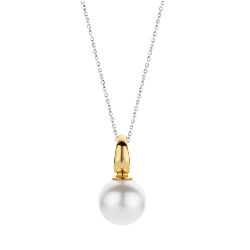 Ti Sento Yellow Gold Plated Pearl White Pendant