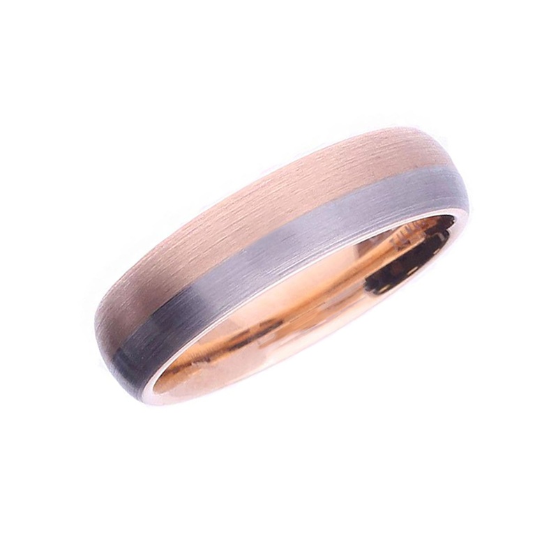 Unique Tungsten Carbide and Rose Gold Plated Ring 6mm