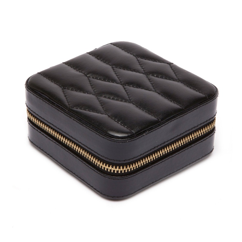 Wolf Caroline Black Zip Travel Jewellery Case