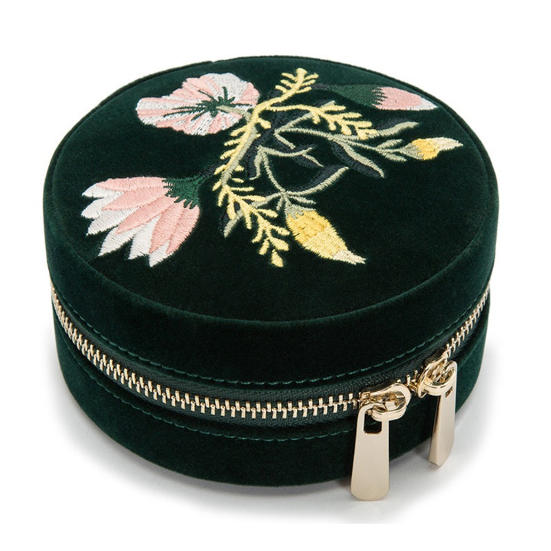 Wolf Zoe Forest Round Travel Zip Jewellery Case