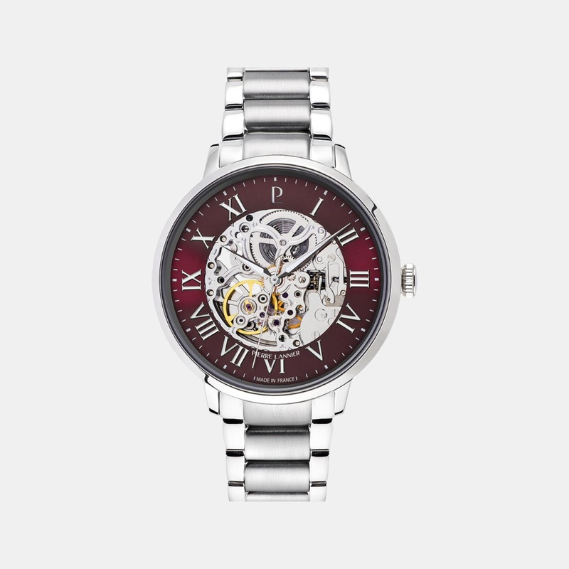 Automatic Men Automatic Burgundy Dial Analog Stainless Steel Watch 317B151
