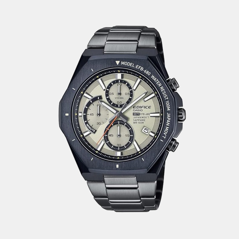 Edifice Men Quartz Cream Dial Chronograph Stainless Steel Watch EFB-680UD-7AVUPR - ED647