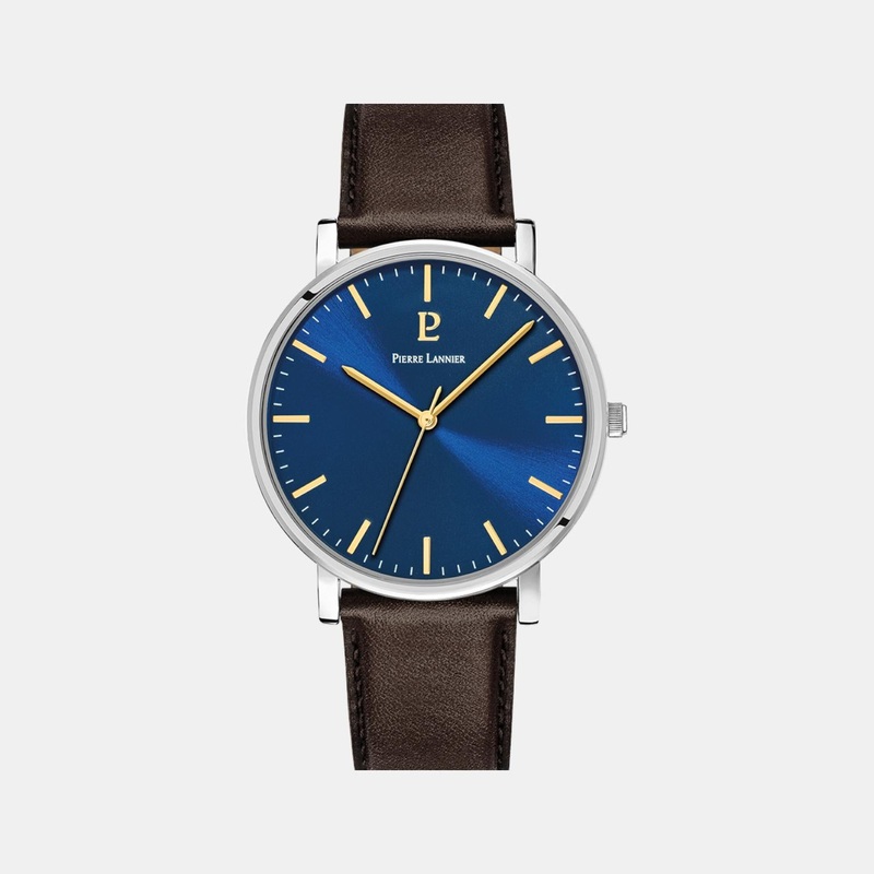 Essential Men Quartz Blue Dial Analog Leather Watch 217G164
