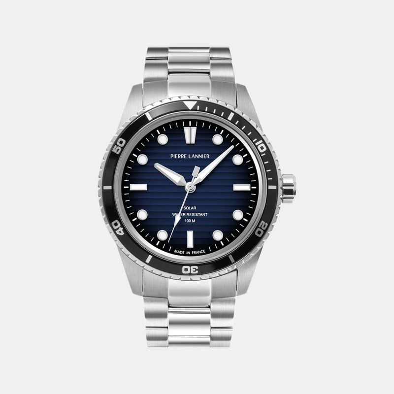 Inti Men Solar Blue Dial Analog Stainless Steel Watch 244H161