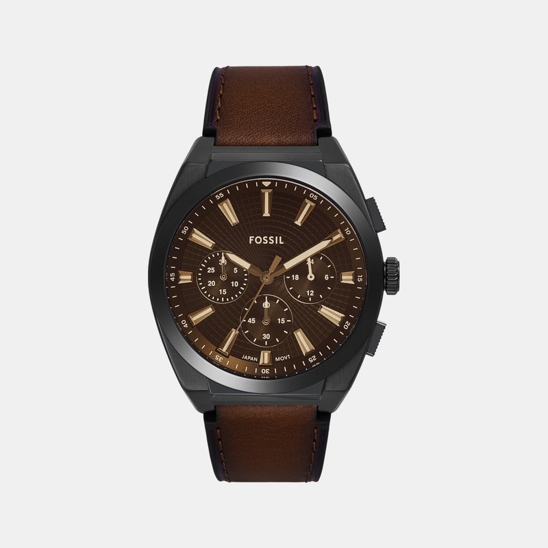 Men Quartz Black Dial Chronograph Leather Watch FS6108