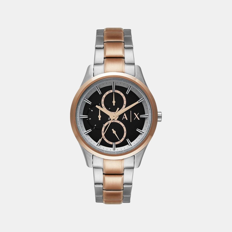 Men Quartz Black Dial Chronograph Stainless Steel Watch AX1882