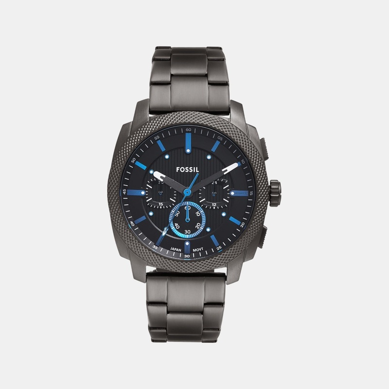 Men Quartz Black Dial Chronograph Stainless Steel Watch FS6098