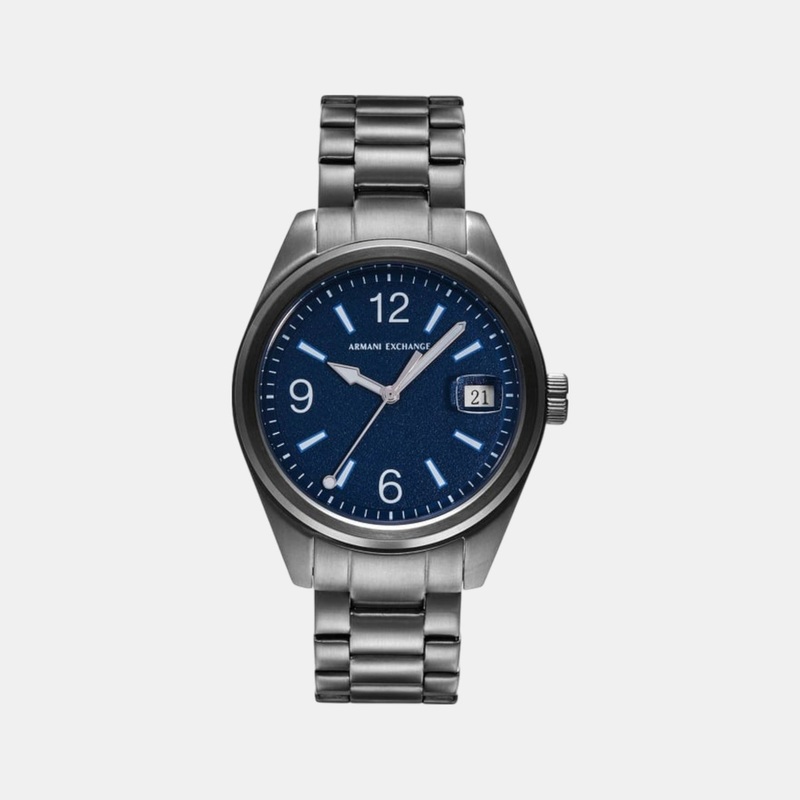 Men Quartz Blue Dial Analog Stainless Steel Watch AX1421
