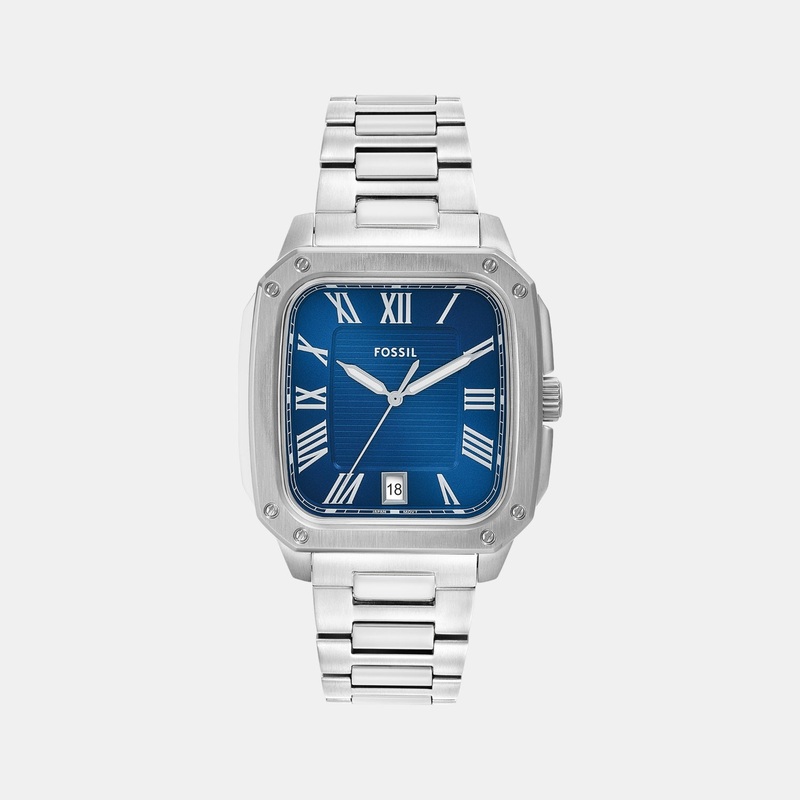 Men Quartz Blue Dial Analog Stainless Steel Watch FS6121