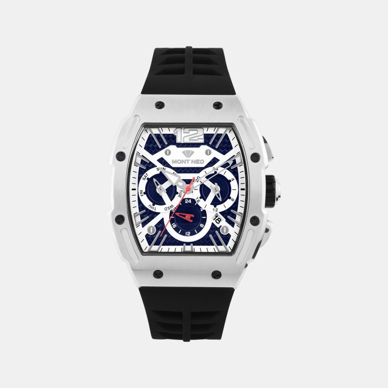 Men Quartz Blue Dial Chronograph Silicone Watch G1061C-P1105
