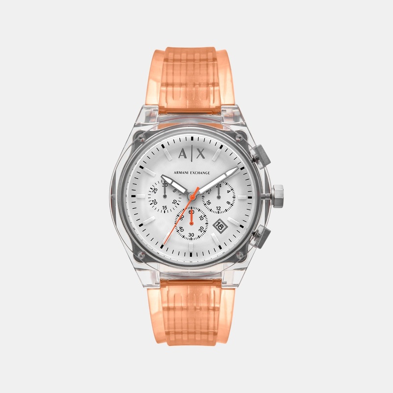 Men Quartz Grey Dial Chronograph Polyurethane Watch AX4164