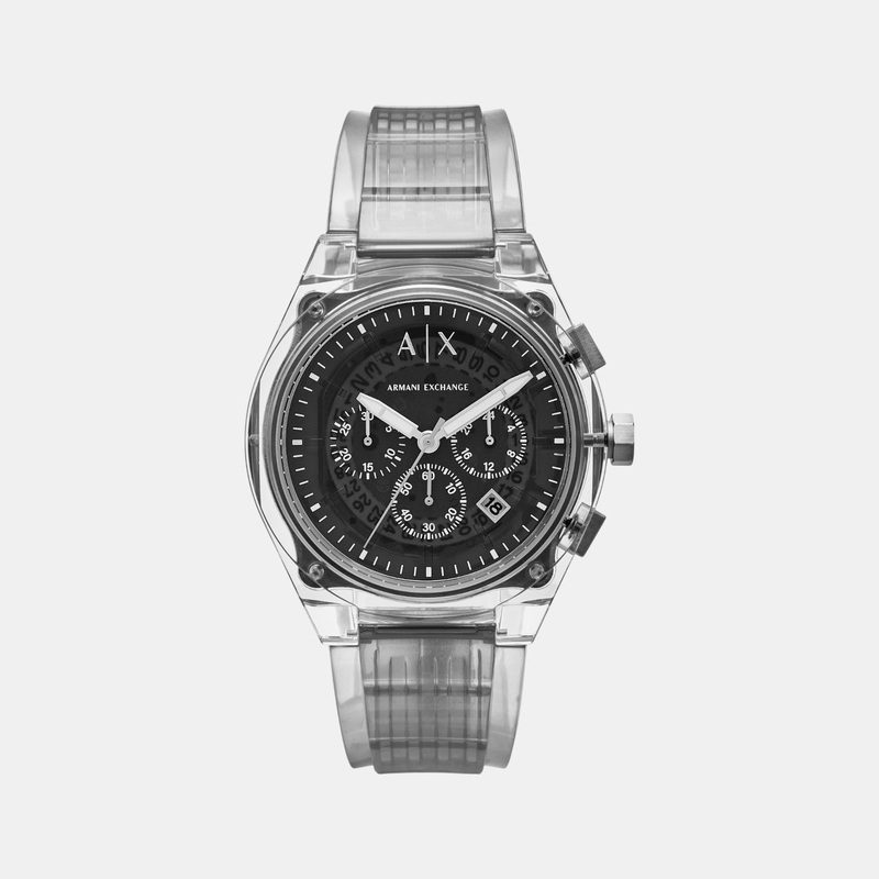 Men Quartz Grey Dial Chronograph Polyurethane Watch AX4167